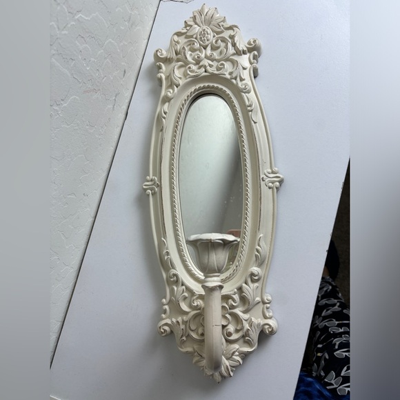 Vintage Home Interiors Victorian Oval Wall Mirror Aged sconce - Picture 5 of 9